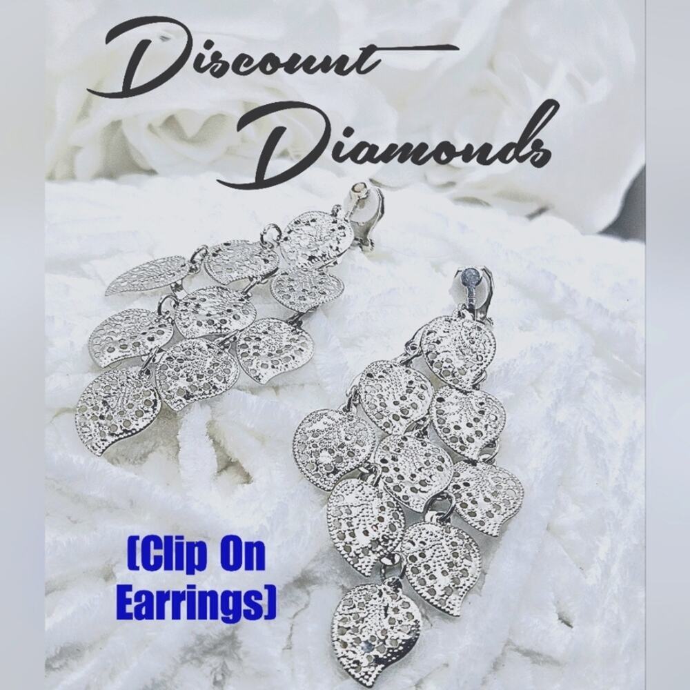 CLIP ONS  Silver Vintage Dangle  Earrings